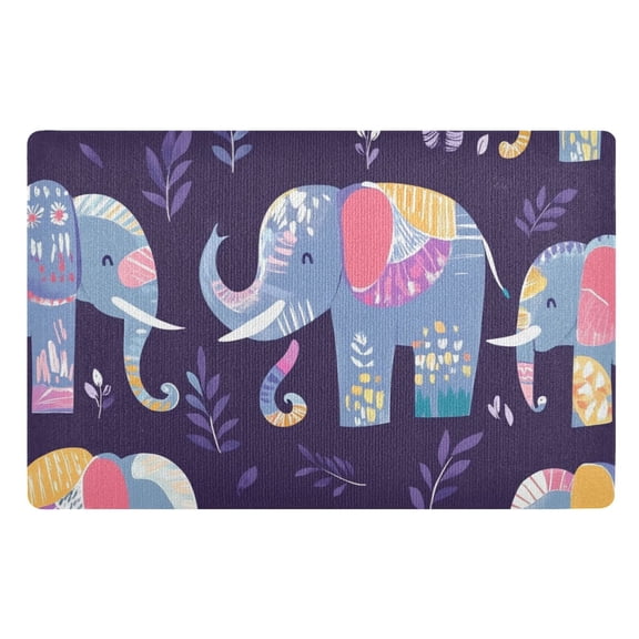 Cartoon Blue Elephants Floor Door Mat Outdoor Indoor for Home Entrance Welcome Mats 32"x20"