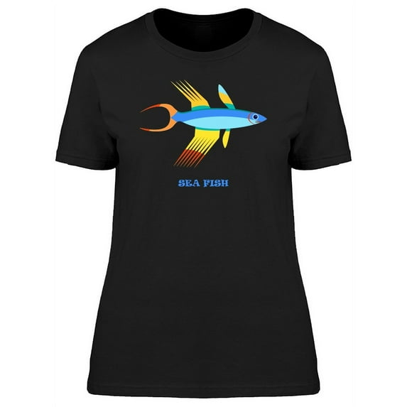 Cartoon Blue Sea Fish T-Shirt Women -Image by Shutterstock, Female XX-Large