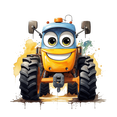 Cartoon Blue & Yellow Truck with Green Eyes, Smiling Birthday theme ...