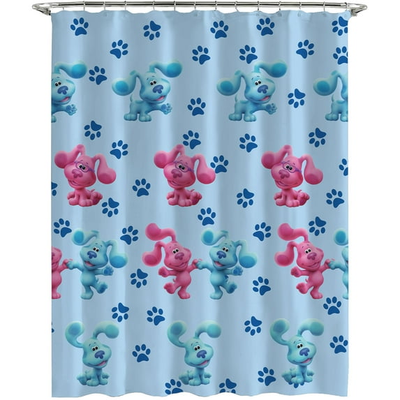 Cartoon For Blues Themed For Clues Shower Curtain for Bathroom Decor,Durable Waterproof Polyester Fabric,72x72 Inch with 12 Pack Hooks Washable Curtain Set