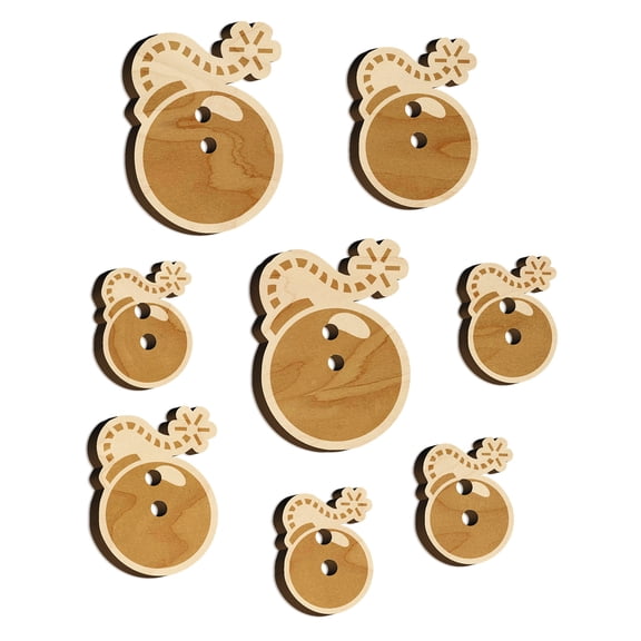 Cartoon Bomb with Fuse Wood Buttons for Crochet Knitting Sewing DIY Craft - 1.00 Inch Medium (7pcs)