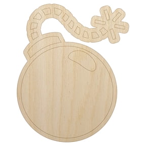Cartoon Bomb with Fuse Wood Shape Unfinished Piece Cutout Craft DIY Projects - 4.70 Inch Size - 1/8 Inch Thick