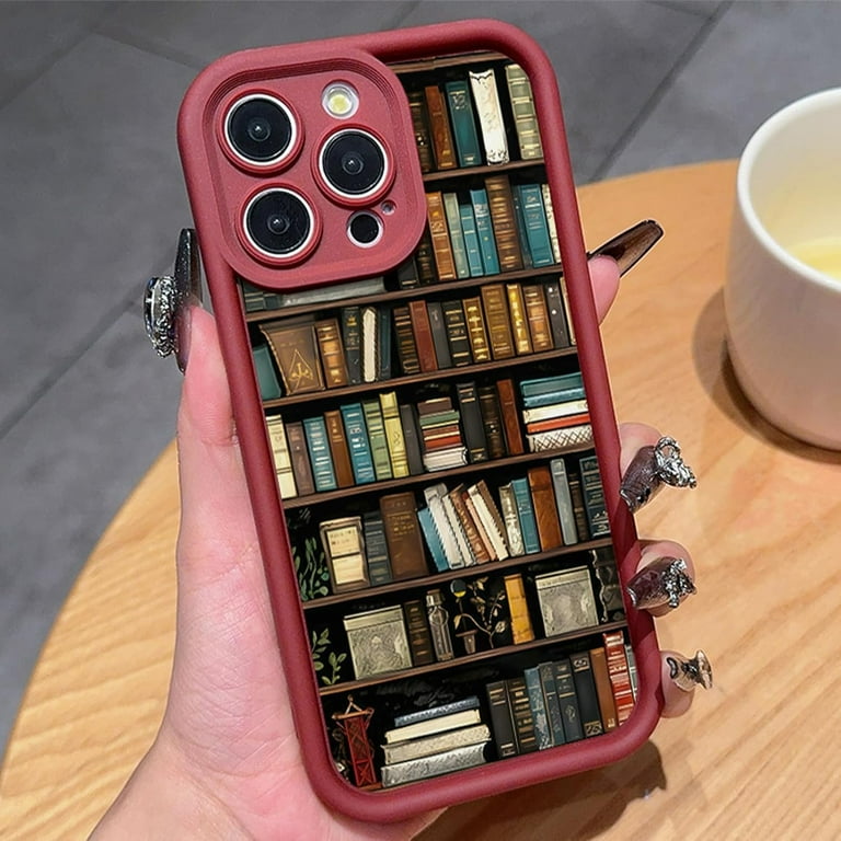 Cartoon Bookshelf Pattern TPU Phone Case,Shockproof Non Slip Soft, Vintage  Bookcase-Style for iPhone 12/13/14/15/16 Pro Max Series - Walmart.com