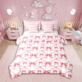 thumbnail image 1 of Cartoon Bowknot 7 Piece Comforter Set Twin Bow Knot Bedding Butterfly Knot Bow Tie Sheet Set Bed in A Bag Watercolor Aesthetic Coquette Room Decor Geometric Red Duvet Insert, 1 of 5