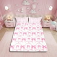 thumbnail image 1 of Cartoon Bowknot Bed Sheets Set Full Bow Knot Sheet Set Butterfly Knot Bow Tie Sheets Watercolor Aesthetic Coquette Room Decor Geometric Pink Flat Fitted Sheet, 1 of 6