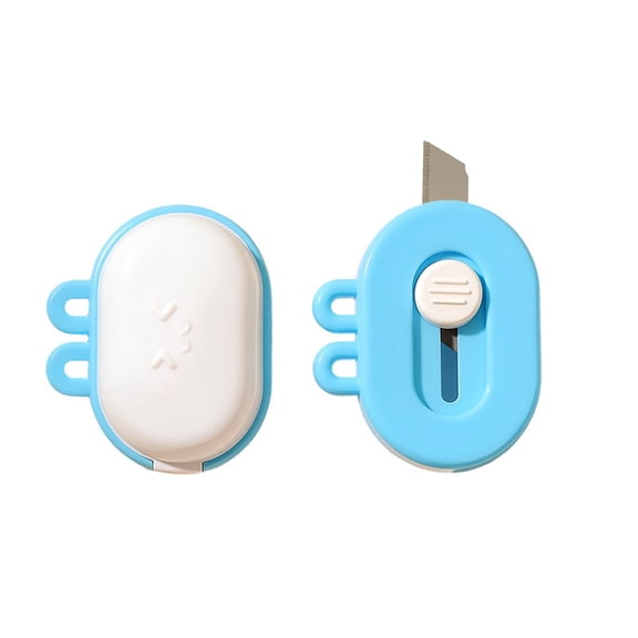 Cartoon Box Cutter Portable Express Unboxing Knife Mini Retractable Utility for Scrapbooking and Package Opening, Cute Stationery Tool@100, Blue