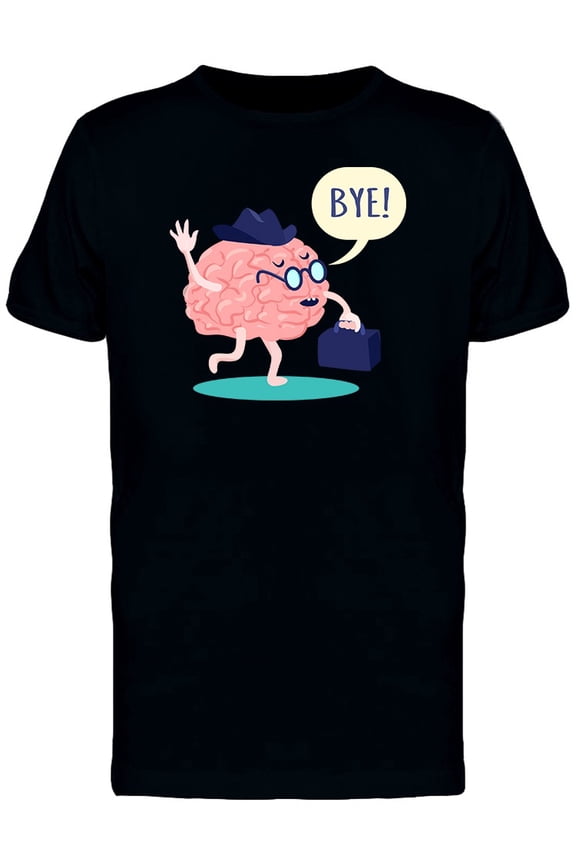 Cartoon Brain Saying Bye T-Shirt Men -Image by Shutterstock, Male XX-Large