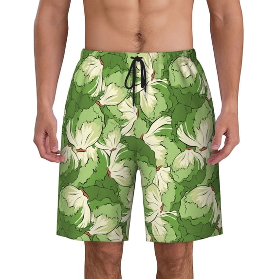Cartoon Broccoli Pattern Men'S Beach Pants Quick Dry Short Swim Trunks With With Pockets And Mesh Lining Swimwear Beach Bathing Shorts X-Large