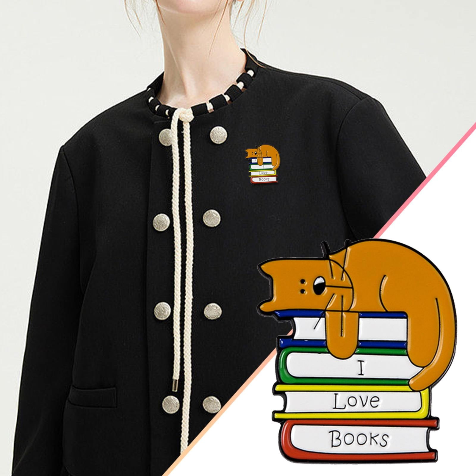 Cartoon Brooch Animal Brooch Cat Sleeping Book Badge Brooch Animal