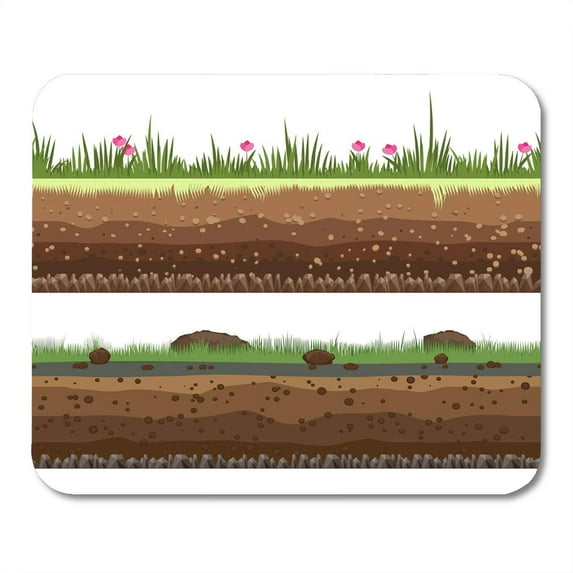 Cartoon Brown Soil Underground Layers Dirt and Clay Ground White Green Beautiful Clip Mousepad Mouse Pad Mouse Mat 9x10 inch