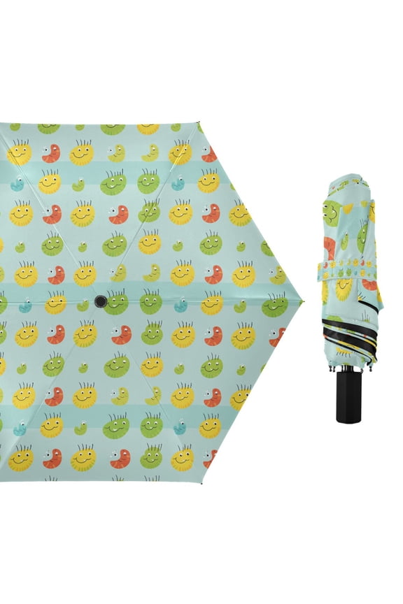 Cartoon Bug Face Compact Sun Umbrella Windproof Travel Umbrellas for Rain Strong Portable UV Protection