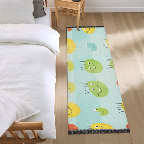 Cartoon Bug Face Runner Area Rug 2x6 Soft Non-Slip Washable Bedside Carpet for Hallway Bedroom Living Room Home Decor
