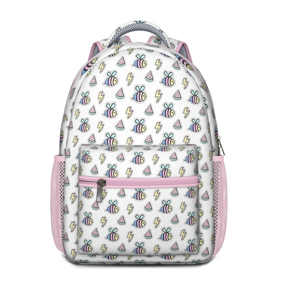 Cartoon Bumble Bee School Backpack – Cute Honeybee Pattern with Honeycomb Design for Bee Lovers Gift