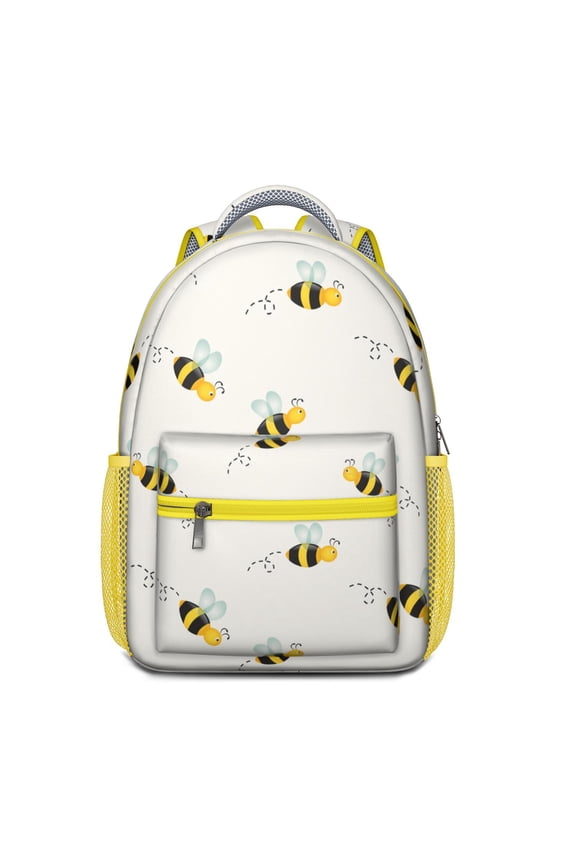 Cartoon Bumble Bee School Backpack – Cute Honeybee Pattern with Honeycomb Design for Bee Lovers Gift