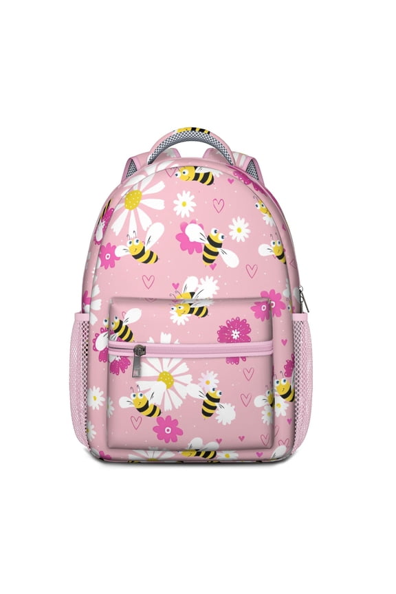 Cartoon Bumble Bee School Backpack – Cute Honeybee Pattern with Honeycomb Design for Bee Lovers Gift
