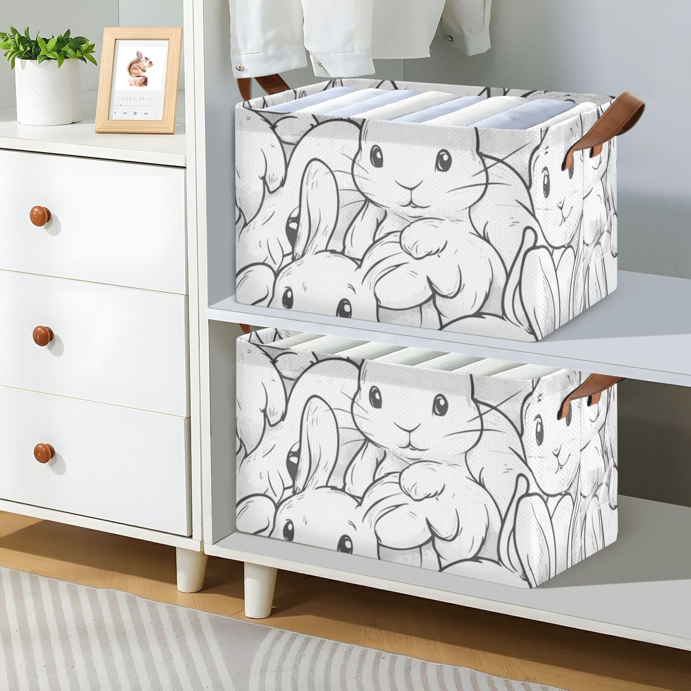 Cartoon Bunny Rabbits Foldable Storage Large Fabric Storage Baskets ...