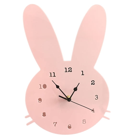 Cartoon Bunny Shaped Wall Clock, Decorative Animal Timepiece with Silent Movement for Bedroom and Study Room, Cute Animal Pattern Home Decor, Pink