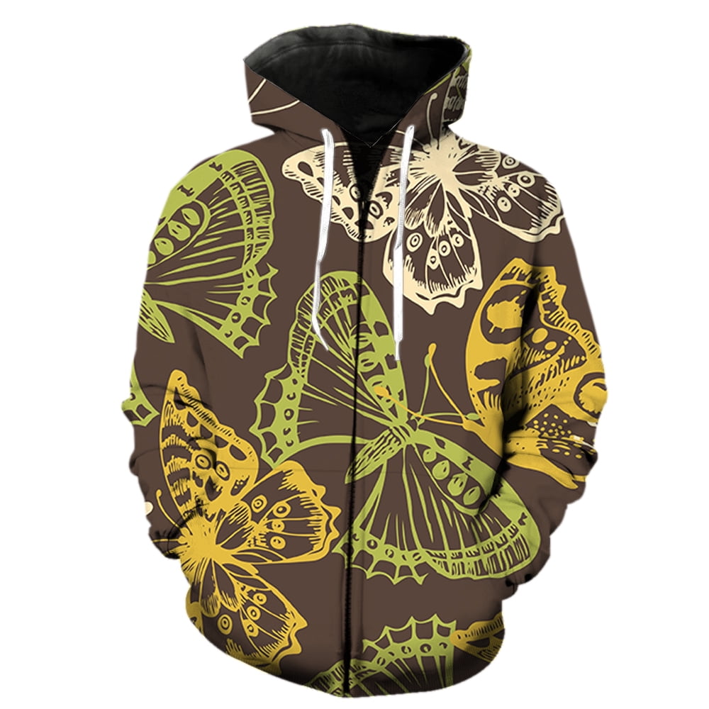 Cartoon Butterfly Men's Zipper Hoodie Funny Unisex With Hood Jackets ...