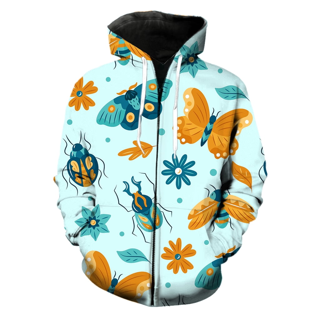 Cartoon Butterfly Men's Zipper Hoodie Sweatshirts Streetwear Casual ...