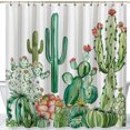 Cartoon Cactus and Cacti Watercolor Shower Curtain Cute and Dreamy