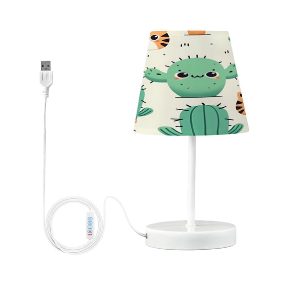 Cartoon Cactus and Tiger Face Desk Lamp LED Table Nightstand Lamps with 3 Color Temperatures for Home Bedroom Living Room Decor 6x11