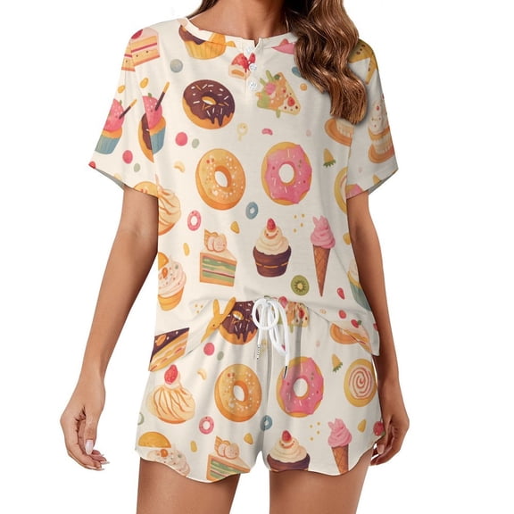 Cartoon Cake 2 Pack Women’s Pajama Set Print Sleepwear And Shorts Y2k Loungewear Sets S-5XL