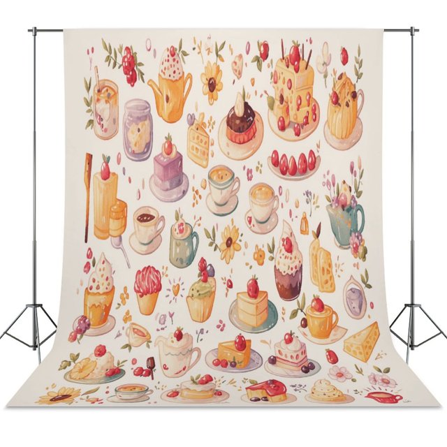 Cartoon Cake Backdrop Background for Photography Photo Booth Backdrop ...
