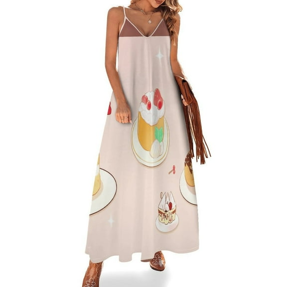 Cartoon Cake Design Sleeveless Dress Woman Fashion Long Dresses Women's Summer Suit Dress 2025