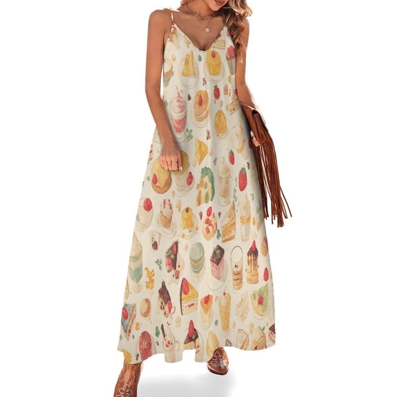 Cartoon Cake Design Sleeveless Dress Woman Fashion Long Dresses Women's Summer Suit Dress 2025