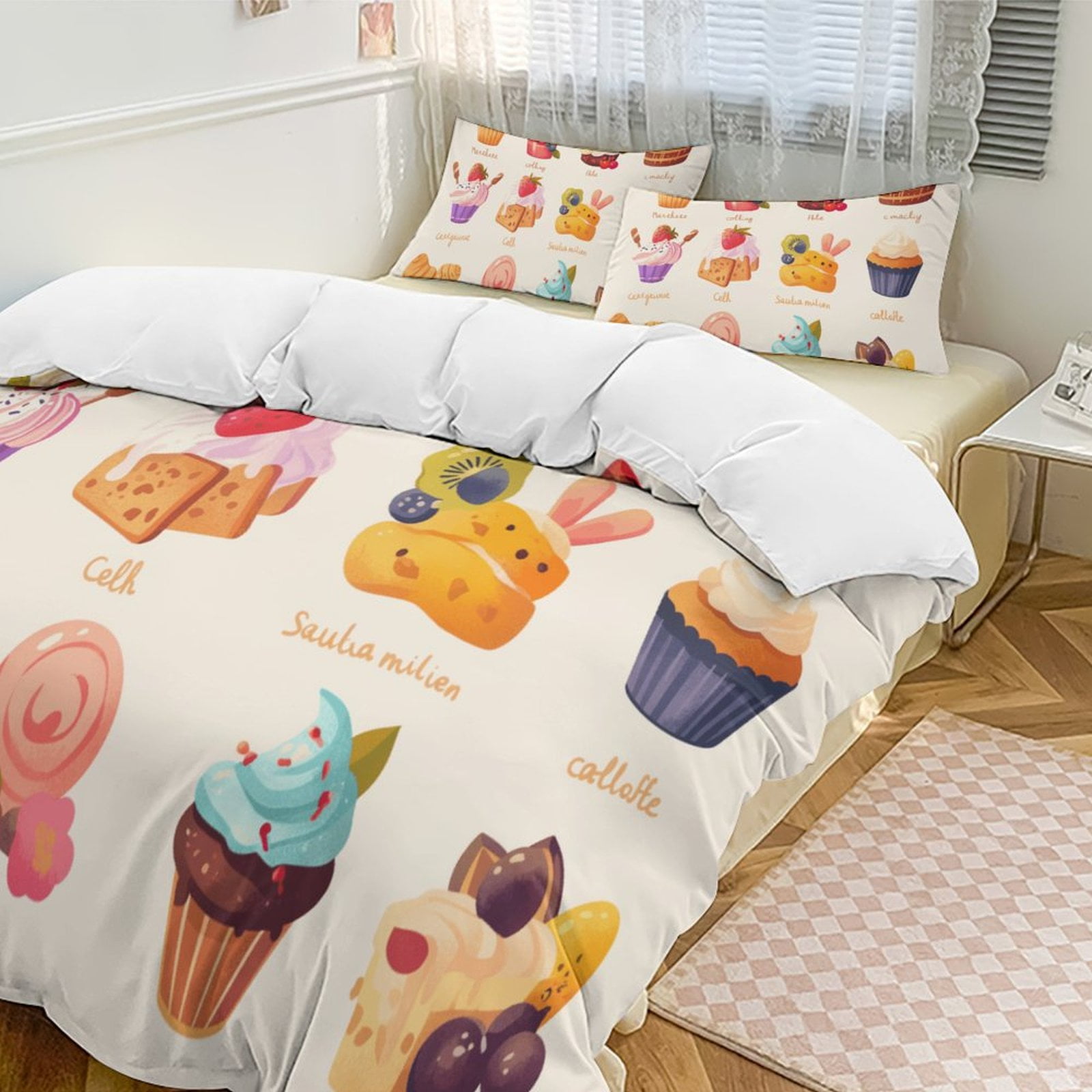 Cartoon Cake Duvet Cover Set Pattern Soft Bedding Set Comforter Cover ...