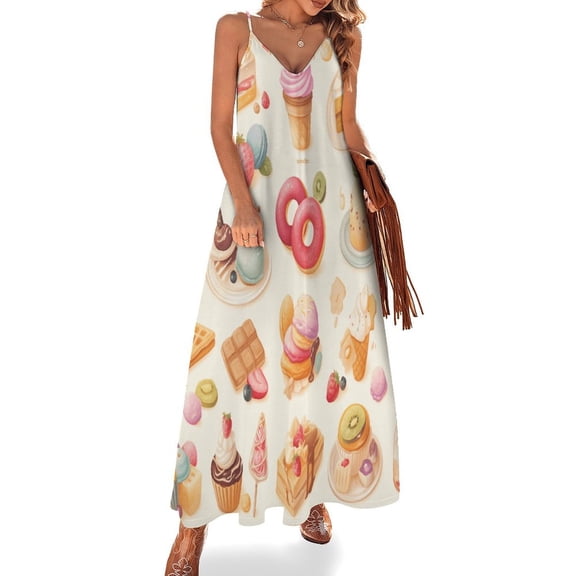 Cartoon Cake Fine Art Sleeveless Dress Summer Dress Woman 2025