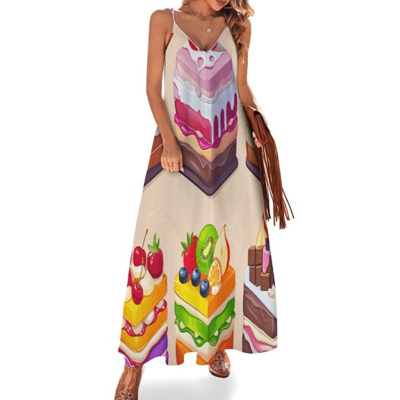 Cartoon Cake Fine Art Sleeveless Dress Summer Dress Woman 2025