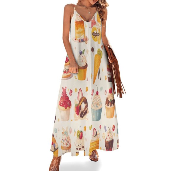 Cartoon Cake Fine Art Sleeveless Dress Summer Dress Woman 2025