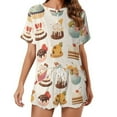 thumbnail image 1 of Cartoon Cake Pajamas Set Womens Loungewear Sleepwear 2 Piece PJ Sets, 1 of 7