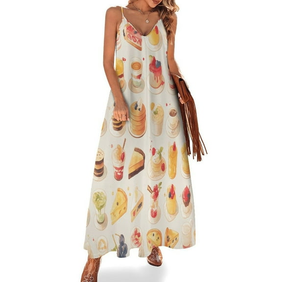 Cartoon Cake Sleeveless Dress Woman Fashion Long Dresses Women's Summer Suit Dress Summer 2025 Women