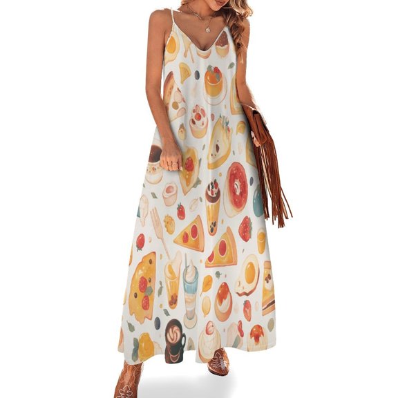 Cartoon Cake Sleeveless Dress Woman Fashion Long Dresses Women's Summer Suit Dress Summer 2025 Women