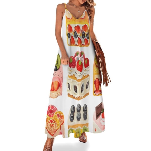 Cartoon Cake Sleeveless Dress Women's Luxury Party Dress Birthday Dresses for Women