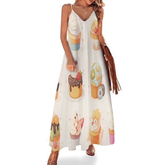Cartoon Cake Sleeveless Dress Women's Luxury Party Dress Birthday Dresses for Women