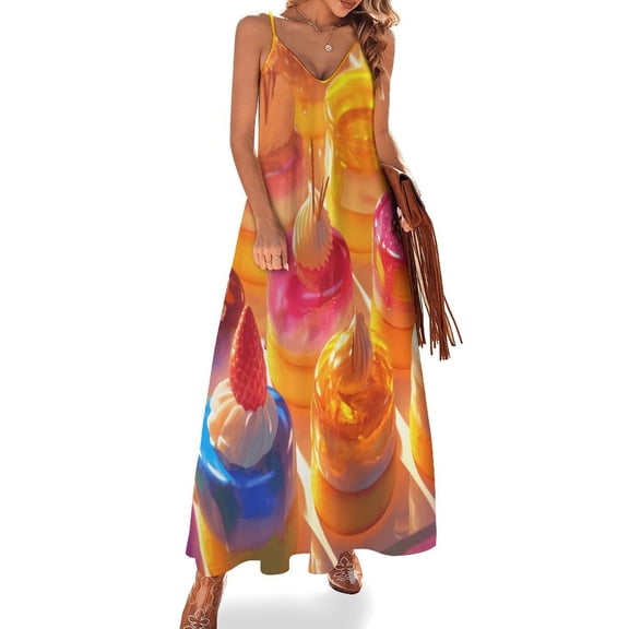 Cartoon Cake Sleeveless Dress for Women Clothing Female Women's Summer Skirt