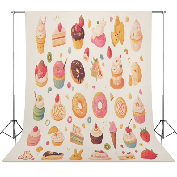 Cartoon Cake Spring Wall Backdrop Background Floral Backdrops 5x7FT ...