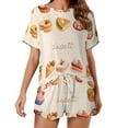 thumbnail image 1 of Cartoon Cake Women's Ruffle Short Sleeve Tops And Shorts Cute Peeps Bunny Pajamas Sets, 1 of 7