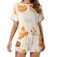 thumbnail image 1 of Cartoon Cake Women's Ruffle Short Sleeve Tops And Shorts Cute Peeps Bunny Pajamas Sets, 1 of 7