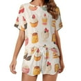 thumbnail image 1 of Cartoon Cake Women's Ruffle Short Sleeve Tops And Shorts Cute Peeps Bunny Pajamas Sets, 1 of 7