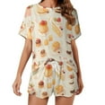 thumbnail image 1 of Cartoon Cake Women's Ruffle Short Sleeve Tops And Shorts Cute Peeps Bunny Pajamas Sets, 1 of 7