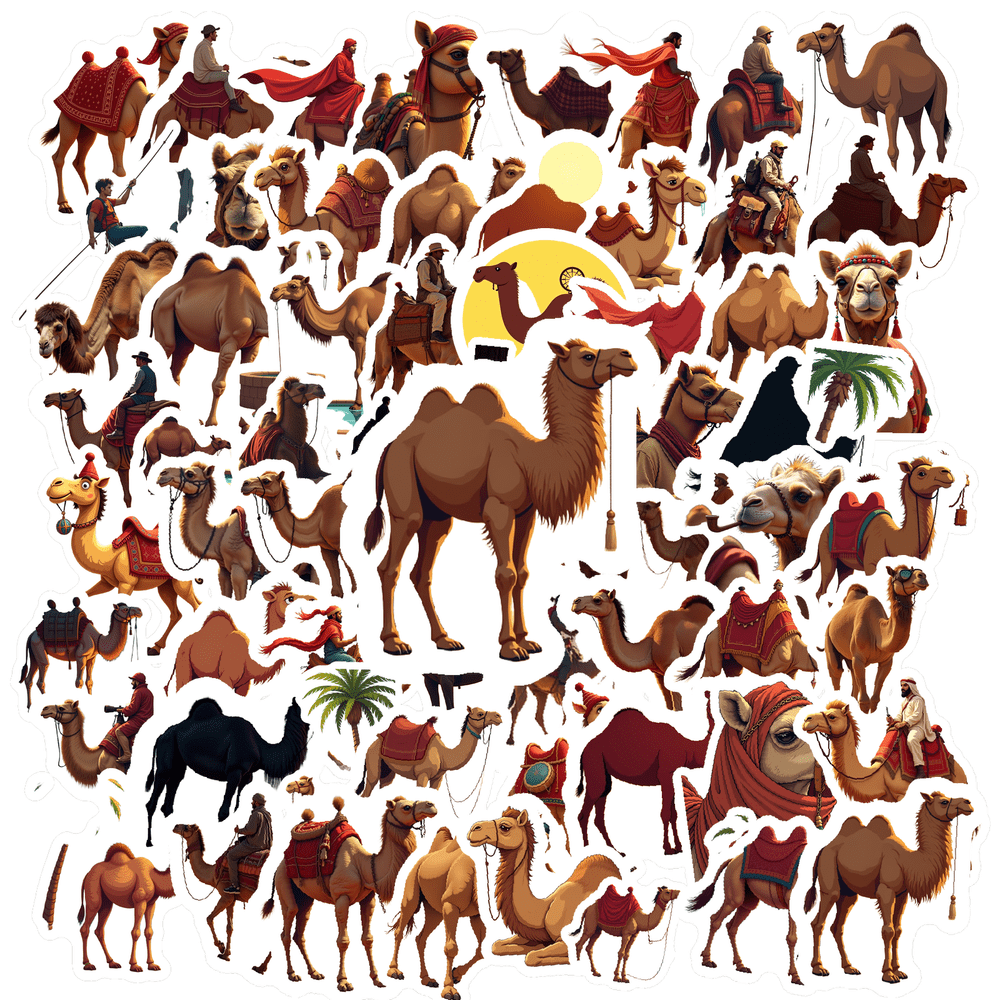 Cartoon Camel Theme Stickers, Waterproof Camel Theme Sticker for Water ...