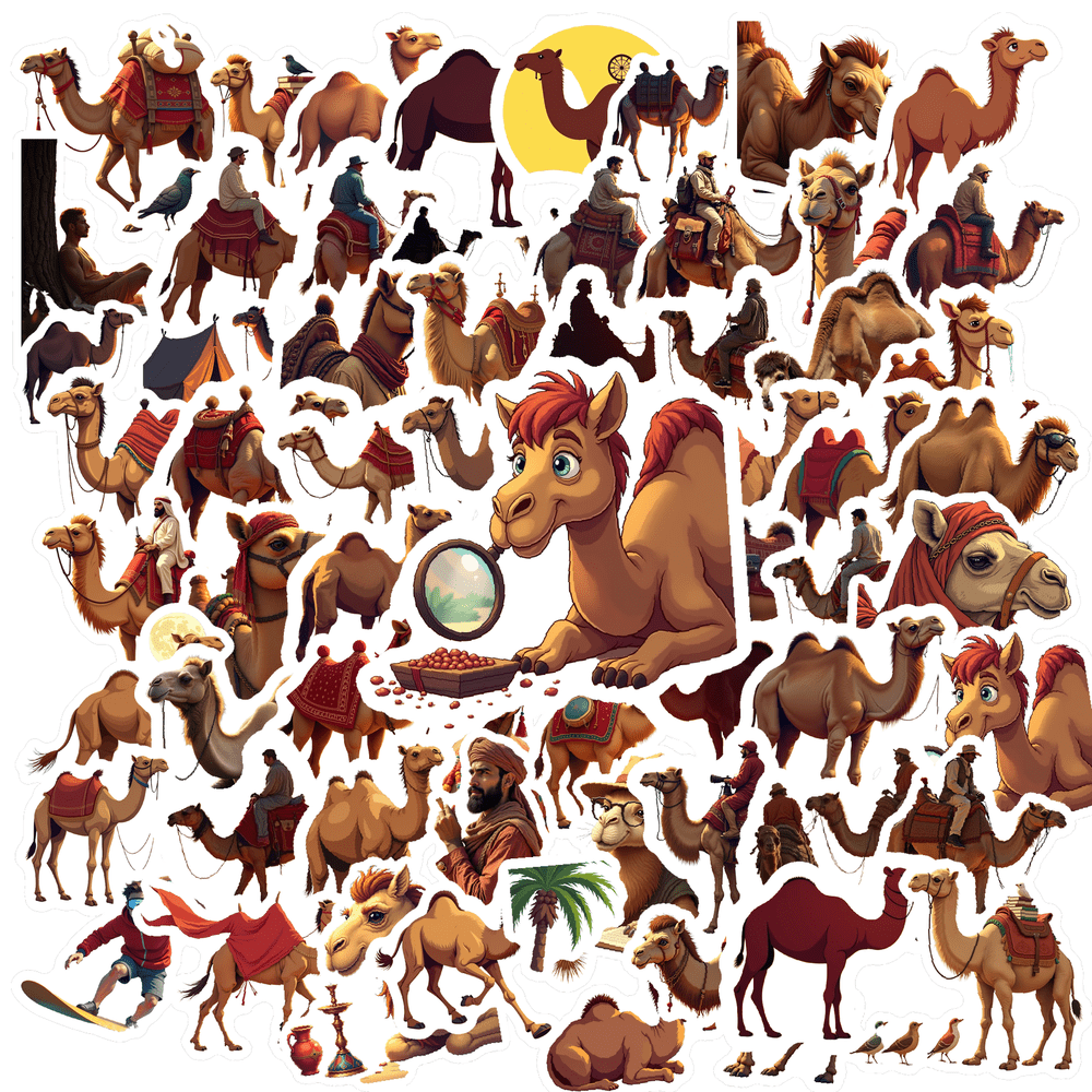 Cartoon Camel Theme Stickers, Waterproof Camel Theme Sticker for Water ...
