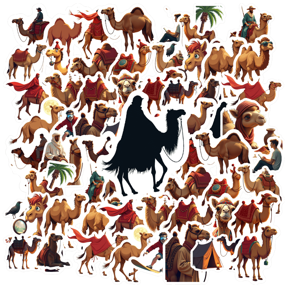Cartoon Camel Theme Stickers, Waterproof Camel Theme Sticker for Water ...