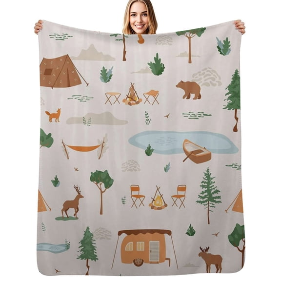 Cartoon Camper Soft Blanket Travel Bedding Throws Flannel Bedspread Sofa Bed Cover