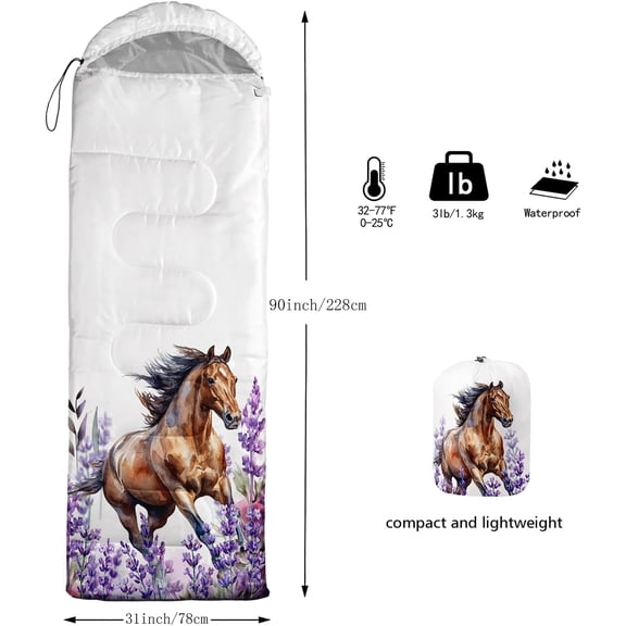 Cartoon Camping Sleeping Bag for Boys Girls Adults Lightweight Waterproof 3 Season Warm Cold Weather Portable Printed Travel Hiking