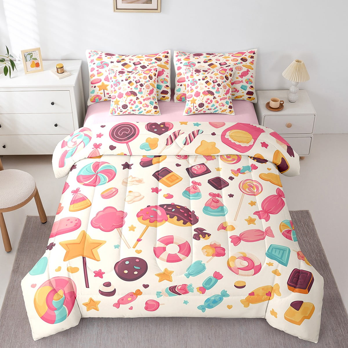 Cartoon Candy Full Bedding Sets, Cute Sugar Soft Comforter Set ...